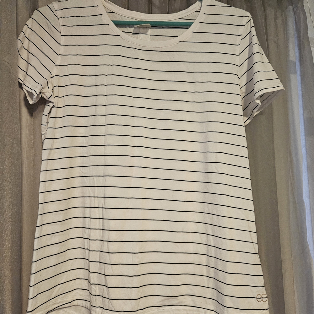 CALIA by Carrie Underwood Black and White Striped Tee